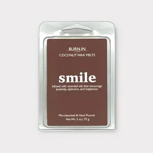 Burn.in Candle Co. Smile Wax Melts - 3 oz. Coconut Wax - Hand poured & Microbatched - For Burnout Relief - Gift