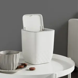 Sheebo Modern Faded Stylish Mini Trash Can with Lid Wastebasket for Bathroom Vanity, Desktop, Tabletop or Coffee Table