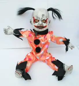 Life Size Clown Halloween Baby Props Posable Non-animated Evil Baby with Hair