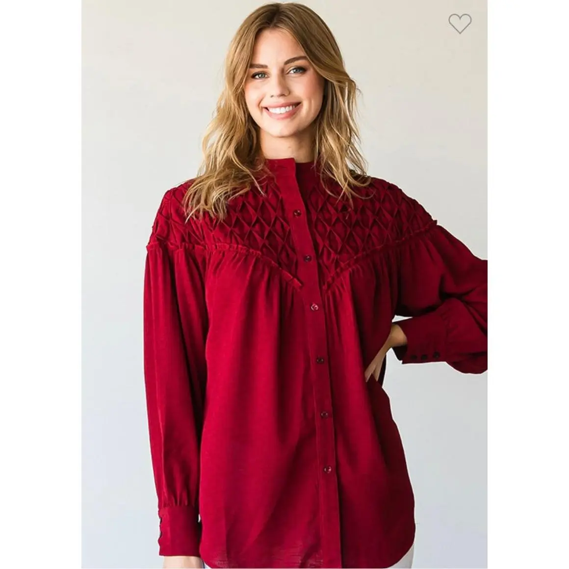 Diamond Pintuck button down shirt