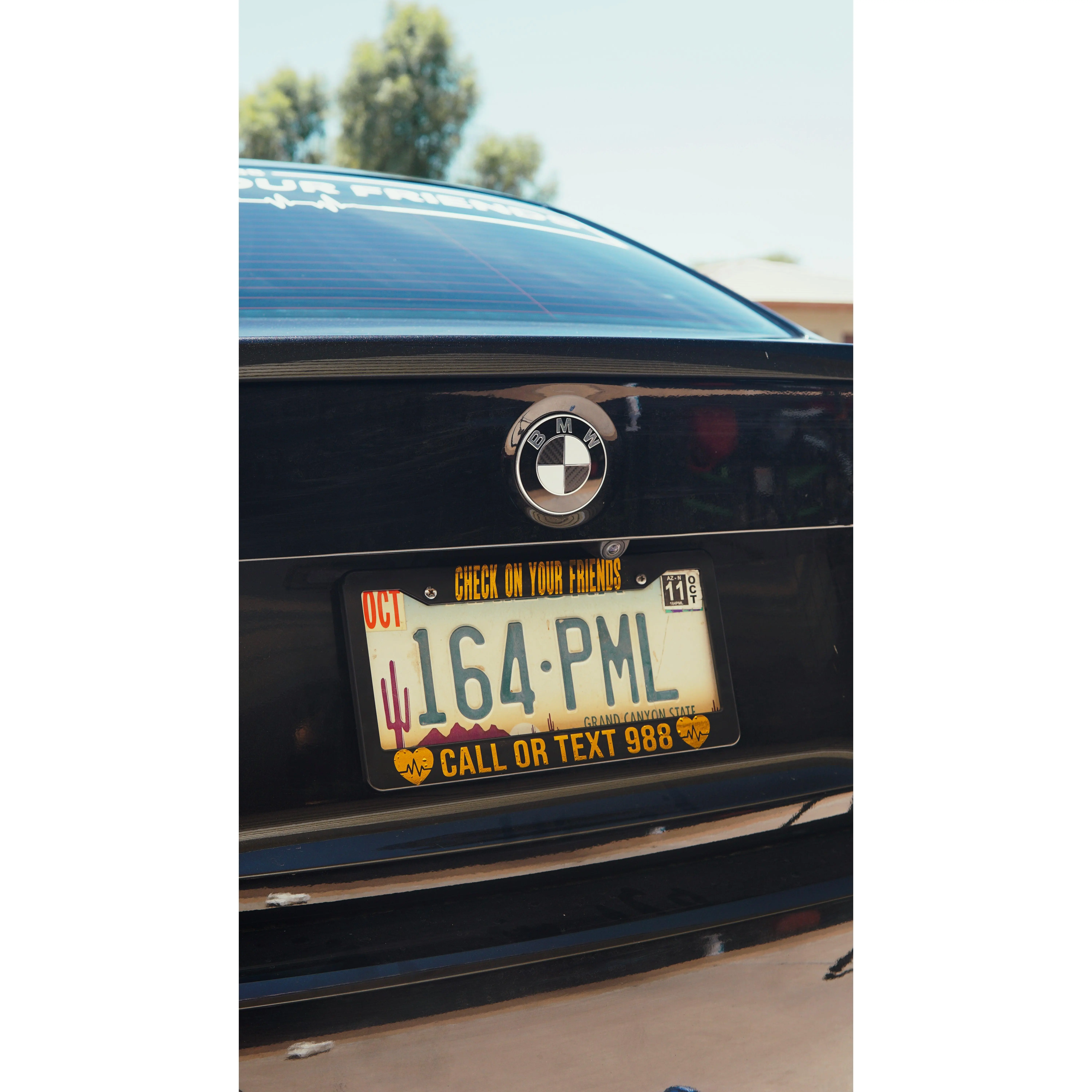 check on your friends 988 license plate frame