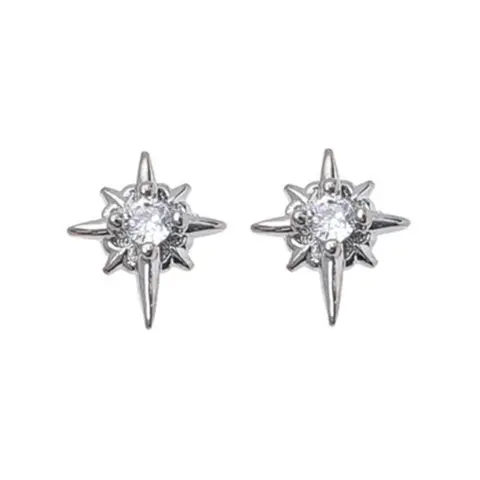 CZ Star Stud Earrings for Men Women Streetwear Hip Hop Punk Unisex Earrings