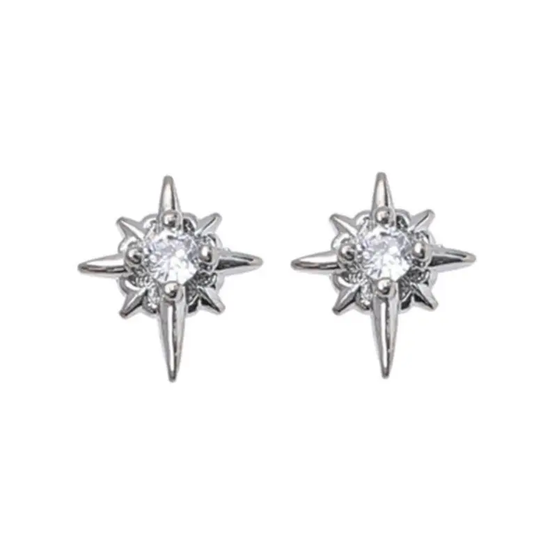 CZ Star Stud Earrings for Men Women Streetwear Hip Hop Punk Unisex Earrings