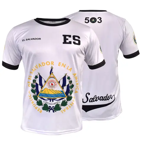 Fox & Fury El Salvador Soccer Jersey White El Salvador Shirt for All Salvadorans Men/Women/Unisex