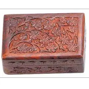 Floral Carved Wooden Box - 4"x6"