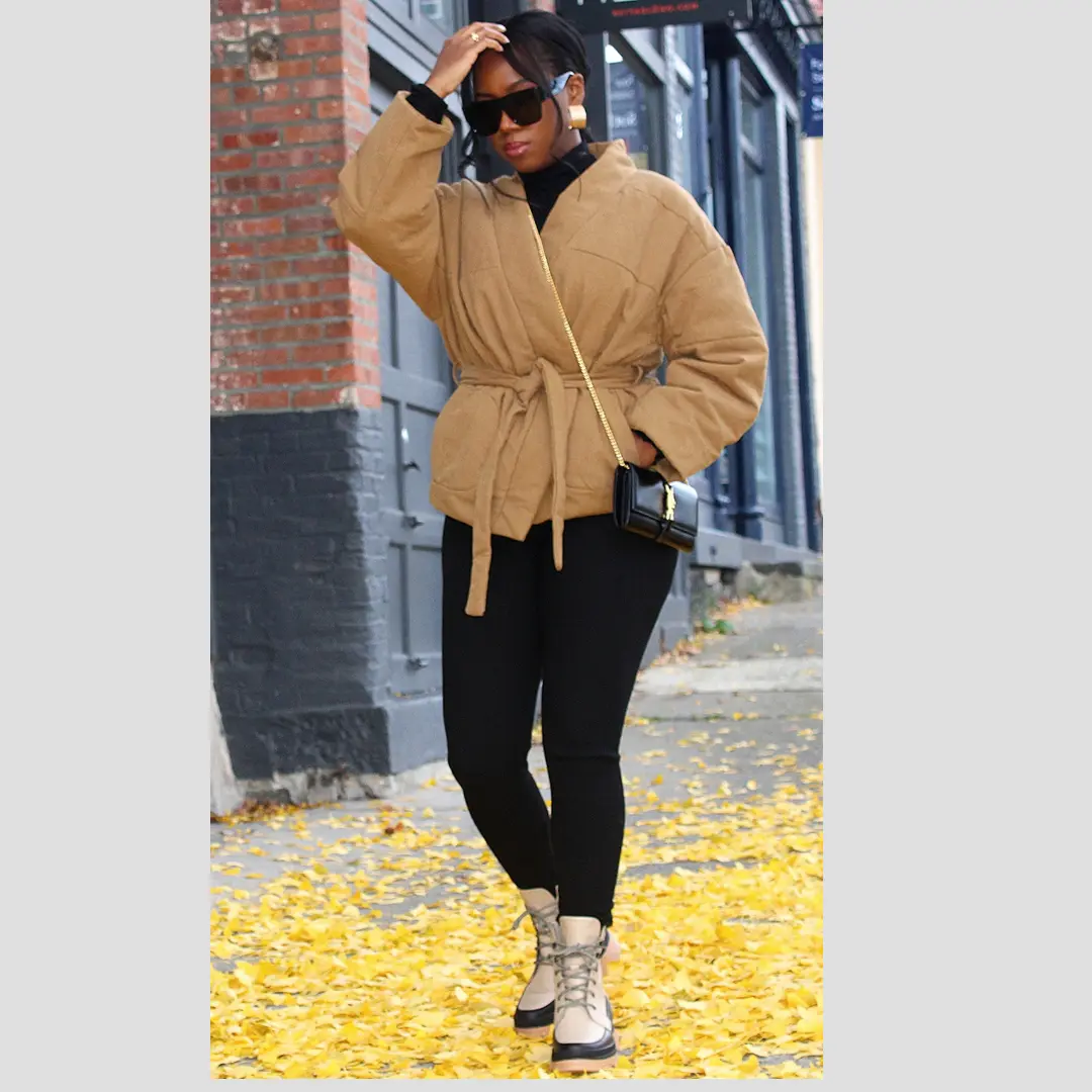 Casual Outerwear Kimono Style Puffer with Pocket