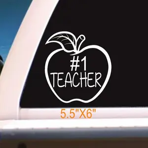 number 1 teacher apple decal, teacher gift, #1 teacher, vinyl sticker, school decor, teacher appreciation, student present, back to school