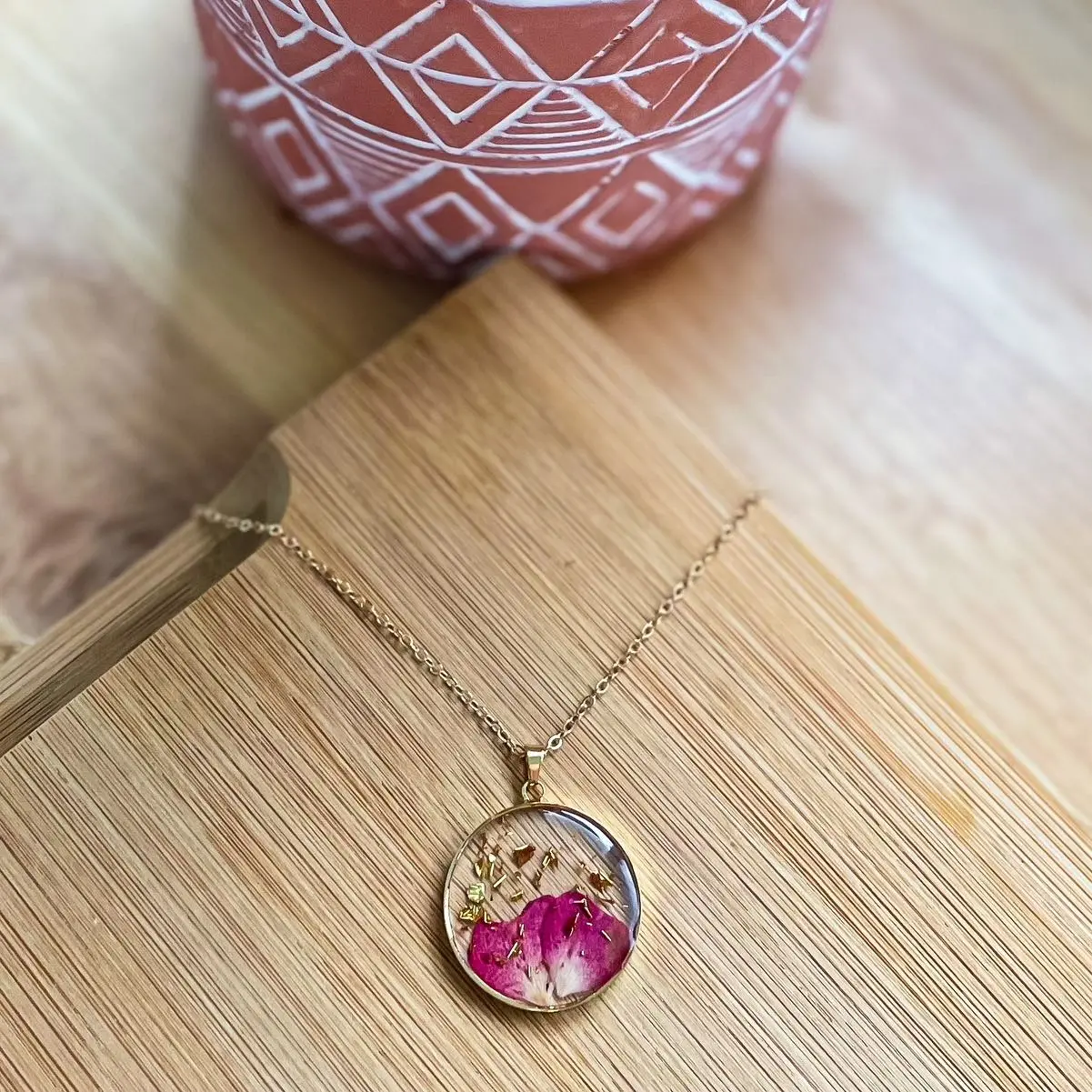 Pressed Flower Necklace by Birth Month