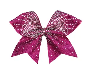 Deep Pink Glitter Rhinestone Cheer Bow