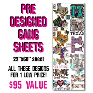 PREMADE FULL DTF GANG SHEET - TEXAS #1 - STATES - DIRECT TO FILM