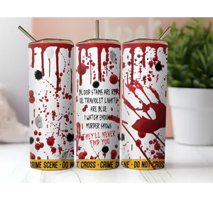 Crime 20oz stainless steel tumbler with lid and 2 straws