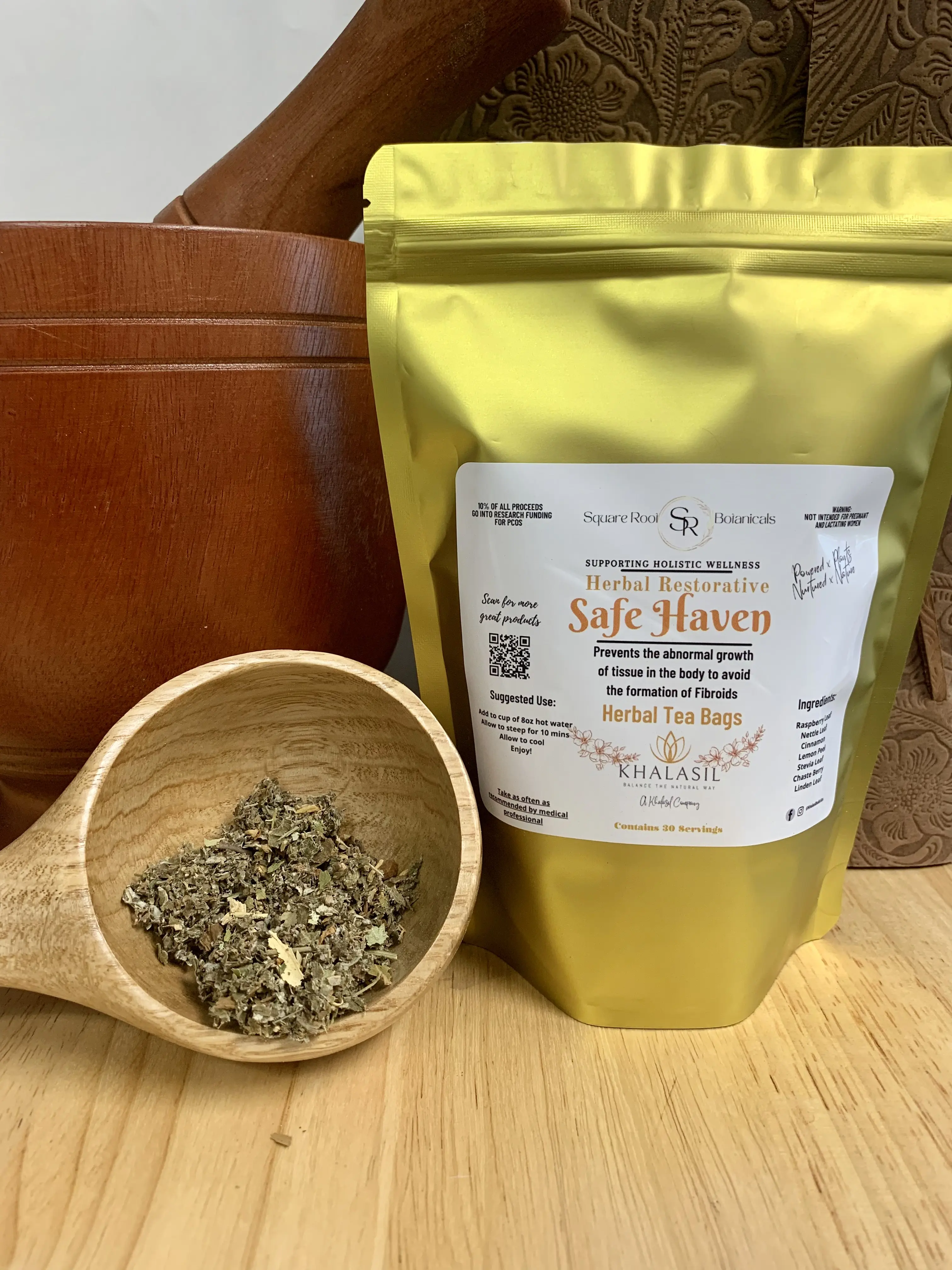 SquareRoot Botanicals Womb Stabilizing SAFE HAVEN 30ct  Tea Bags Natural Pack Organic