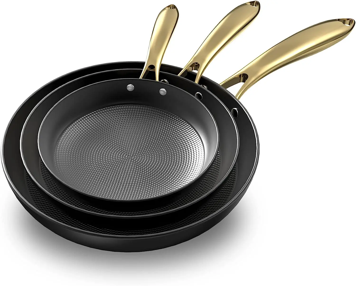 imarku Non Stick Frying Pans, Nonstick Cast Iron Skillets 3 Pcs - 8 Inch, 10 Inch and 12 Inch Nonstick Frying Pan Set, Professional Frying Pans Pots and Pans Set, Nonstick Pan with Stay Cool Handle