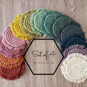 Boho Decor Macrame Coaster Set of 4 - Perfect Wedding or Housewarming Gift - Tableware