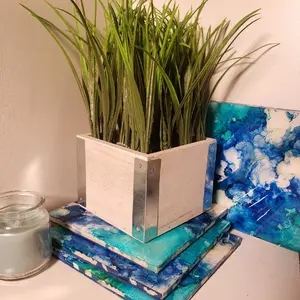 Set of 4 large ceramic tiles