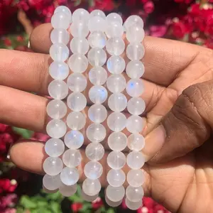 White Moonstone Round Bracelet