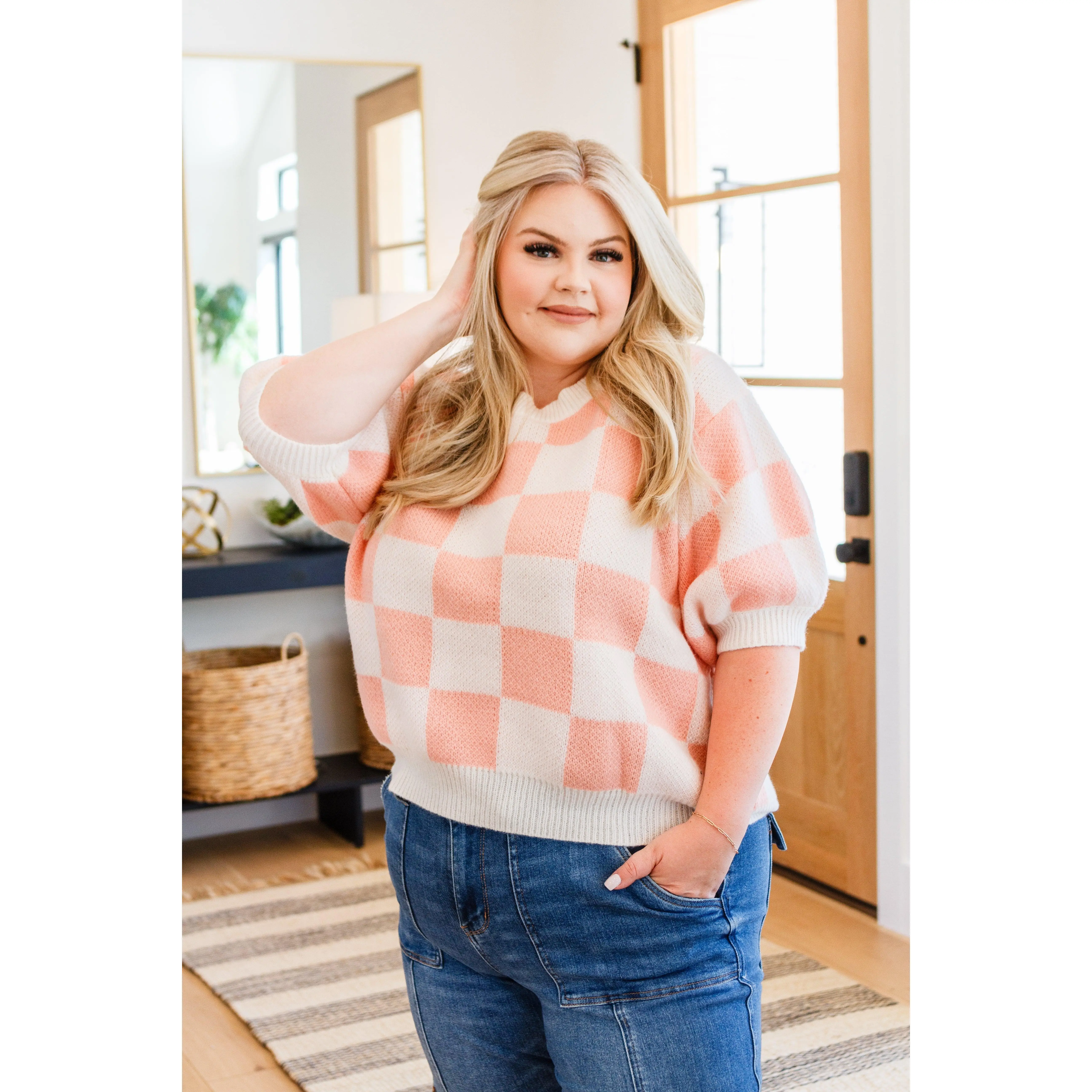Start Me Up Checkered Sweater
