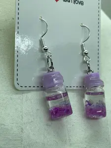 Purple glow in the dark mason jar earrings