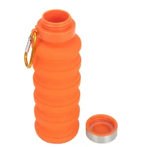 Ozark Trail 16 Ounce Collapsible Silicone Water Bottle with Carabiner Orange
