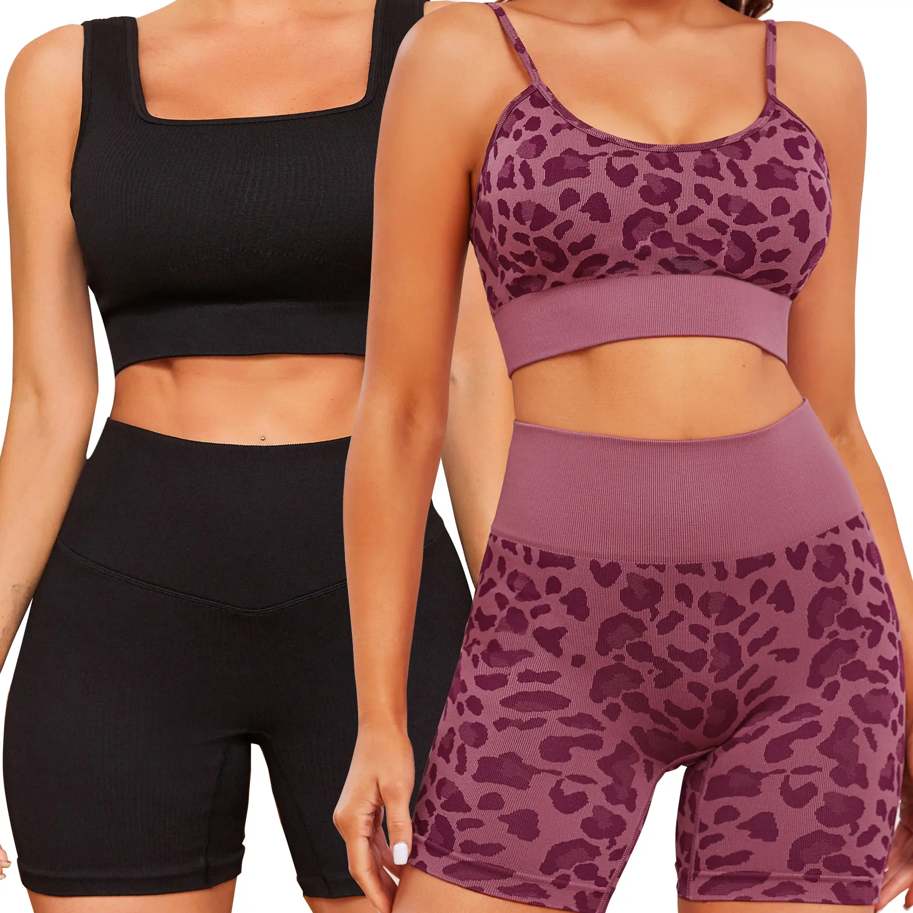 Set 1（Black wide strap + Leopard thin strap）