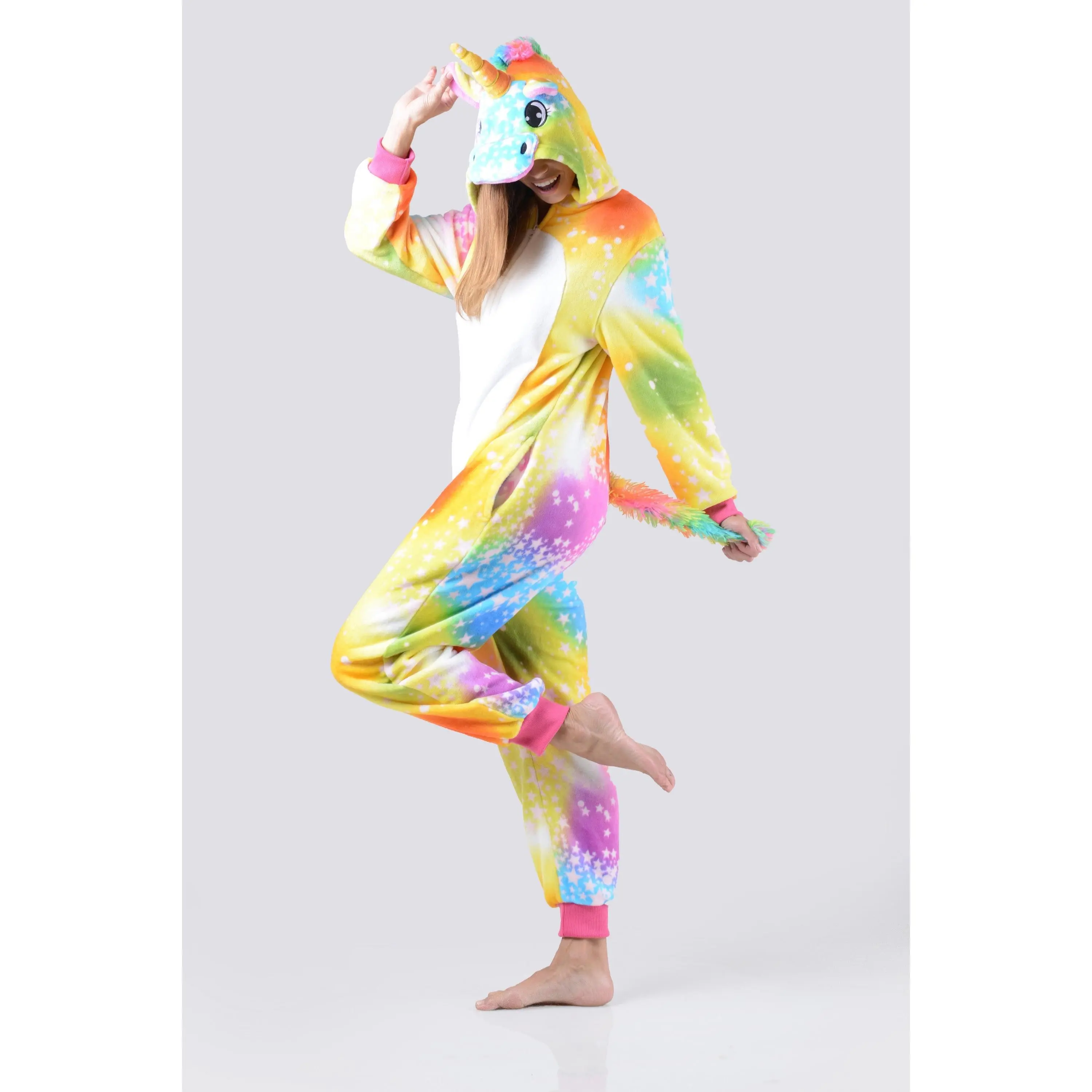 Plush Star Print Unicorn Animal Onesie