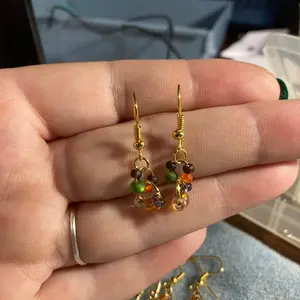 Hook earrings gold beaded loops