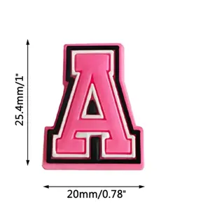 Pink Letter Shoe Charms For Crocs Shoes