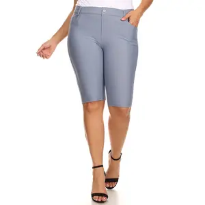 Plus Size High Rise Denim Jegging Bermuda Shorts - Yelete