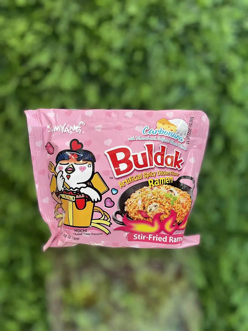 Buldak Stir Fried Ramen Noodles Spicy Chicken Carbonara