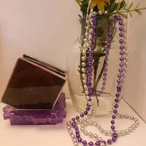 Set of 4 resin coasters with holder