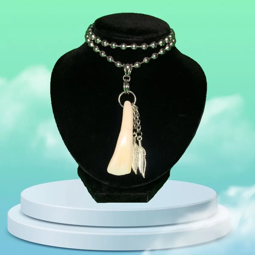 Genuine Buffalo Tooth Choker (18.5 in ball chain)