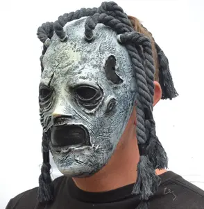 Tribal Witch Doctor Rasta Band Halloween Mask with Dreads Latex Adult Mask