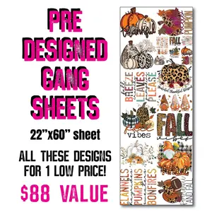PREMADE FULL DTF GANG SHEET - FALL #1 - AUTUMN - DIRECT TO FILM
