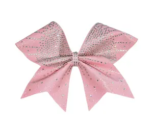 Rainbow Pink Glitter Rhinestone Cheer Bow