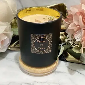Black Vessel candle with gold interior Bedroom