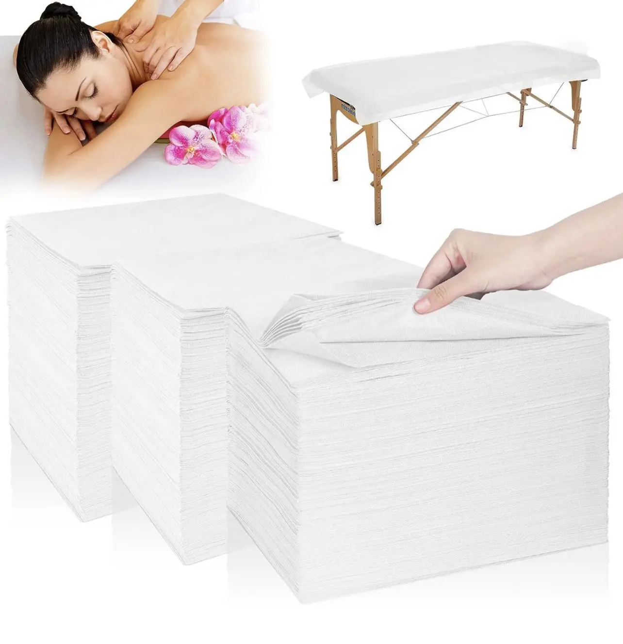20PCS Disposable Massage Table Sheets - Soft Breathable Polypropylene Non-Woven Massage Bed Covers, 31"x70" Thin Non-Waterproof Linens for Beauty Salon Equipment, Hospitals, Massage Table/Bed