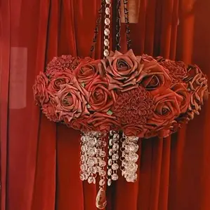 burgundy mixed flower chandelier