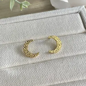 Moon Earrings - Crescent Moon Earrings - Gold Moon Earrings - Hammered Moon Earrings - Moon Studs, Elegant