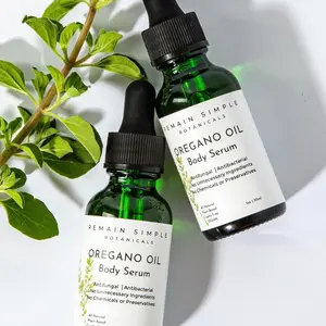 Remain Simple Botanicals Oregano Oil Body Serum 30G All Natural Potent Formula for Nourishing Healing Skin Treating Eczema Ringworm Jock Itch Cracked Skin Nail Fungus Vegan USA Made Hydrating Fragrance Free