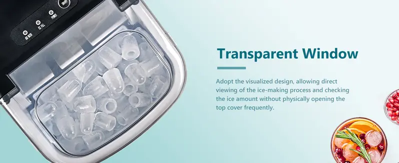 Product Introduction of EUHOMY Ice Maker Countertop with Handle, 26lbs in 24Hrs, 9 Ice Cubes Ready in 6 Mins, Auto-Cleaning Portable Ice Maker with Basket and Scoop, for Home/Kitchen/Camping/RV. (2024 New Silver) Utensils 1