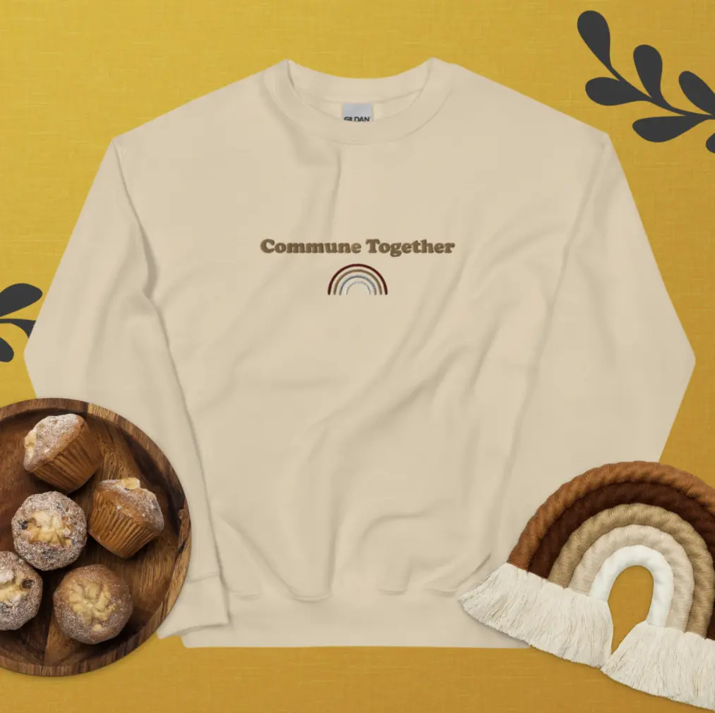 Neutral Rainbow Commune Together Unisex Sweatshirt Size-Inclusive Casual Basic