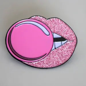 Bubble Gum Pink Lip Pin Brooch Lapel Pin