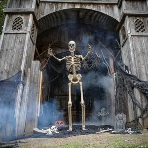 Giant Skeleton with Animated LCD Eyes, Moving Jaw, Sounds Halloween Large Decoration - Animatronics